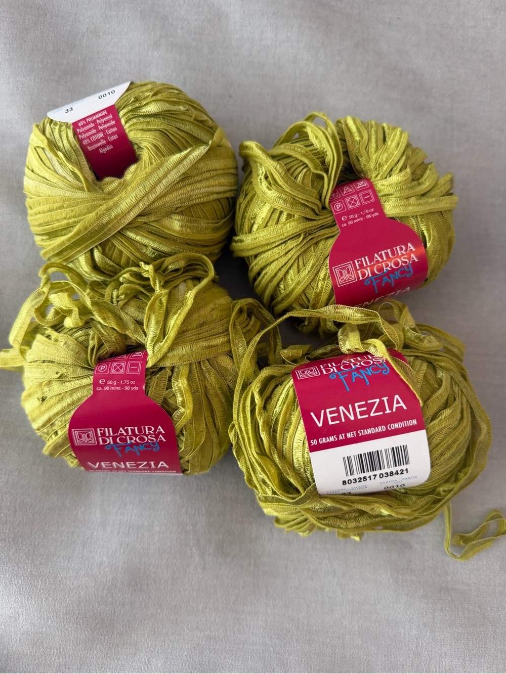 Venezia Ribbon Yarn in Lime Green